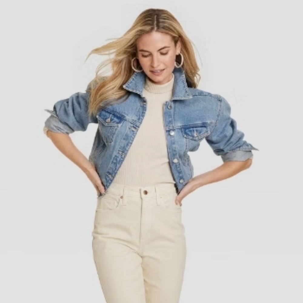 Universal Thread Relaxed-Fit‎ Crop Denim Jacket